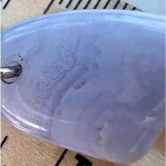 Genuine Blue Lace Agate Gemstone Pendant 925 Sterling Silver Handmade - Picture 2 of 12